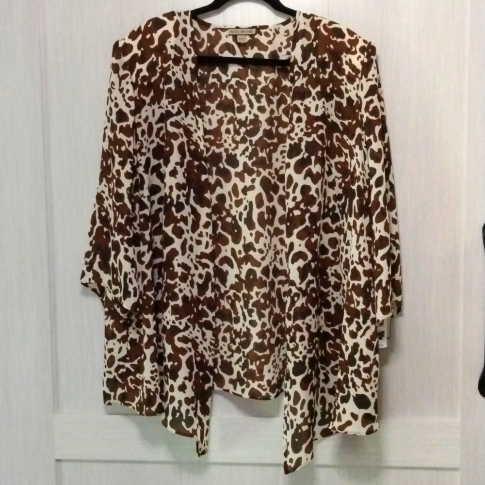 Maya brooke kimono 👘 sz 24W color brown cream cheetah new with tag